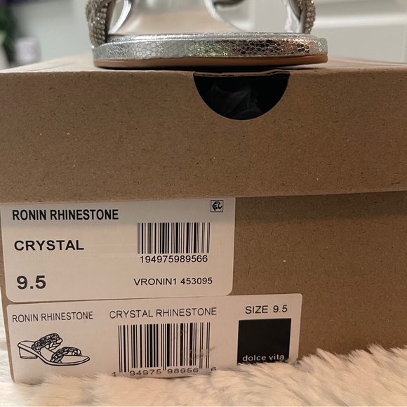 Ronin Rhinestone Braided Block-Heel Sandals Silver Size 9.5 - Picture 8 of 10